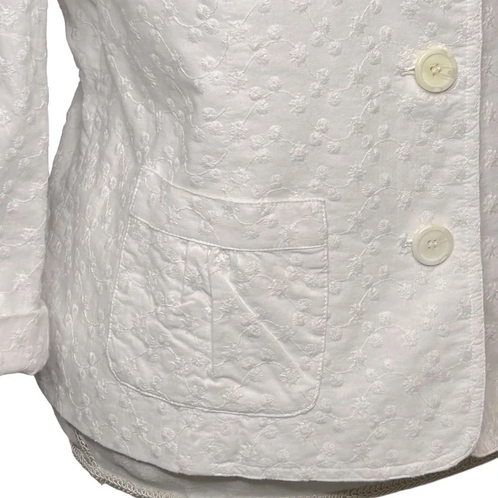 VINTAGE STYLE & CO. Jacket Blazer Ruched details White Floral Size 16 Like new - Picture 3 of 12